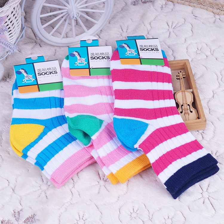 stripe rainbow cotton sock for children