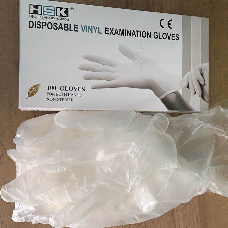 HSK vinyl PVC disposable  gloves medical exam glove EN455