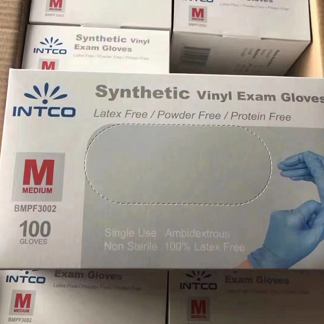 intco synthetic vinyl  disposable  gloves intco BMPF3002
