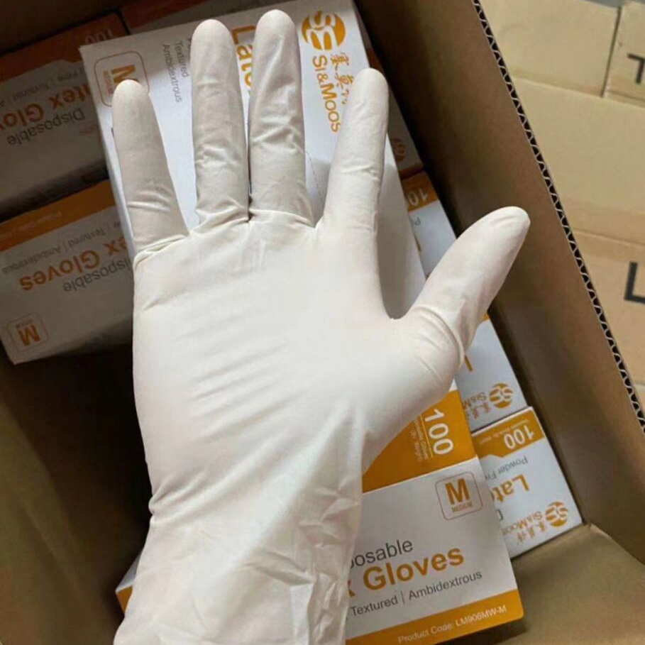 simoos latex disposable  gloves Examination gloves CE certificated  ready stock 5millon pcs