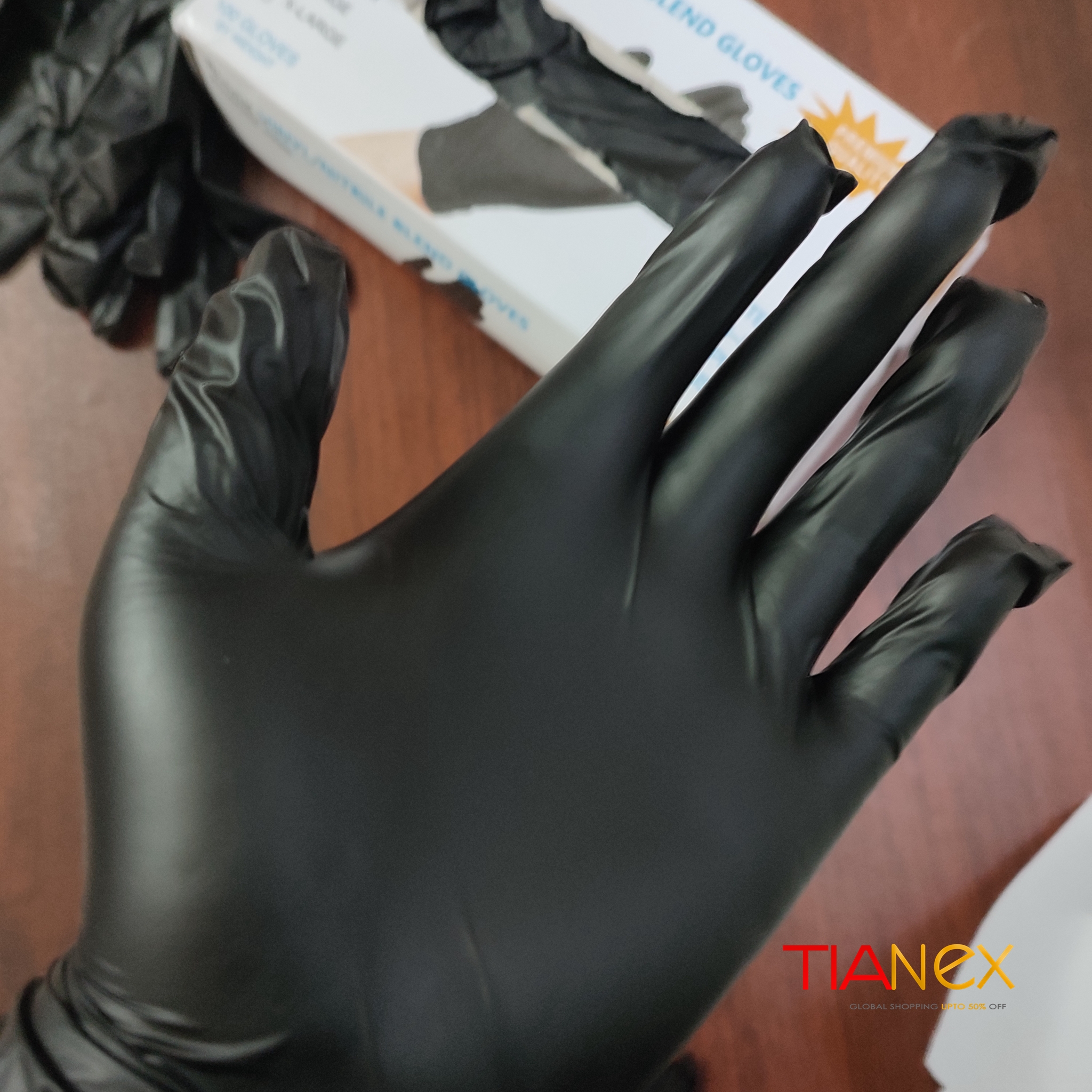 wally non-medical black vinly/nitrile  Auto repair blend glove  synthetic gloves