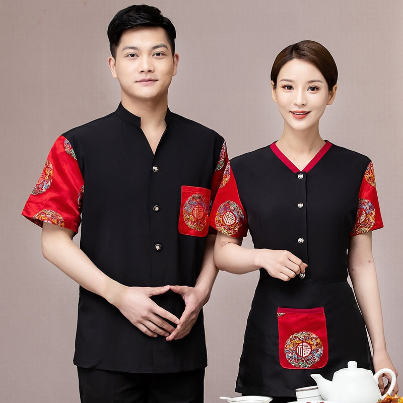 summer half sleeve chinese style waiter waitress shirt uniform cheap