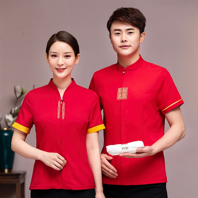 2022  Chinese tranditional style tea house  waitress  waiter blouse uniform jacket