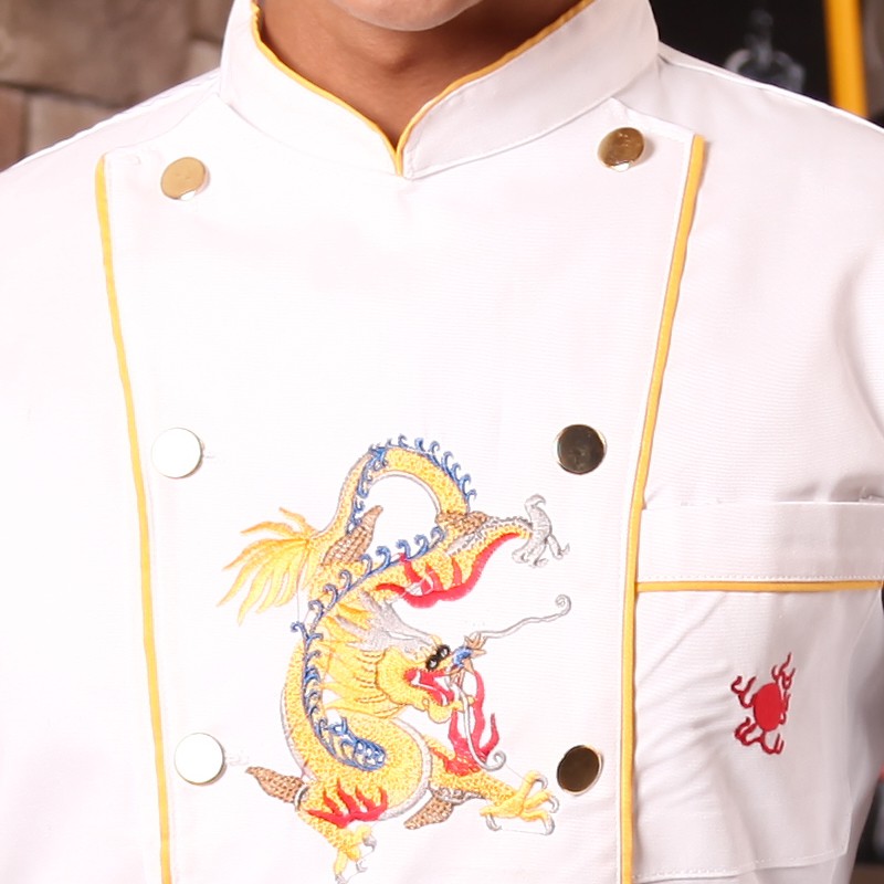 China dragon print chef coat uniform