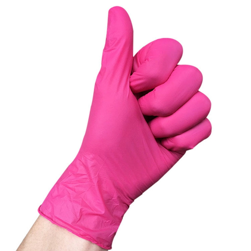 factory wholesale   working glove rose color nitrile gloves PPE glove pink color