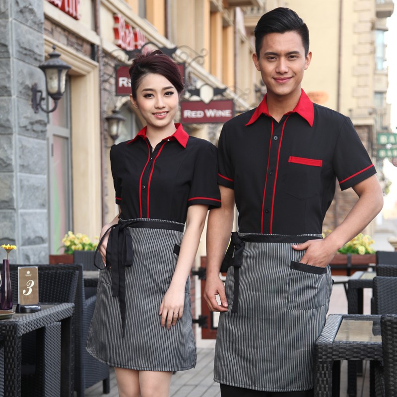 classic short sleeve stand collar waiter shirt