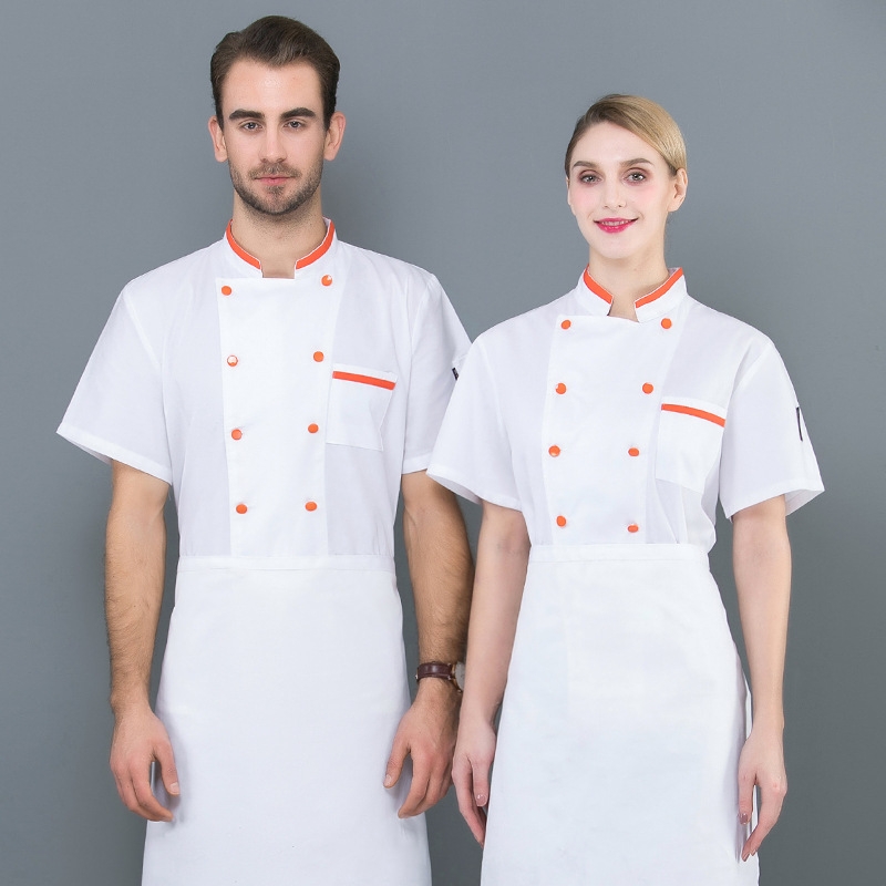 2022 cheap orange button chef jacket uniform workwear baker  chef blouse