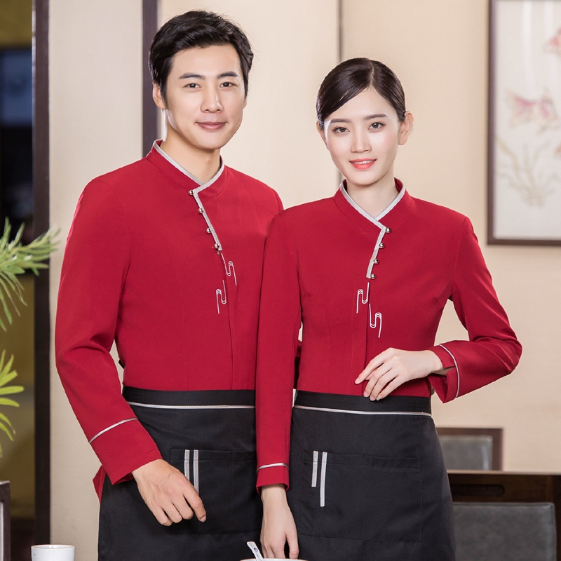 high quality stain jacquard floral pattern water uniform waitress workwear