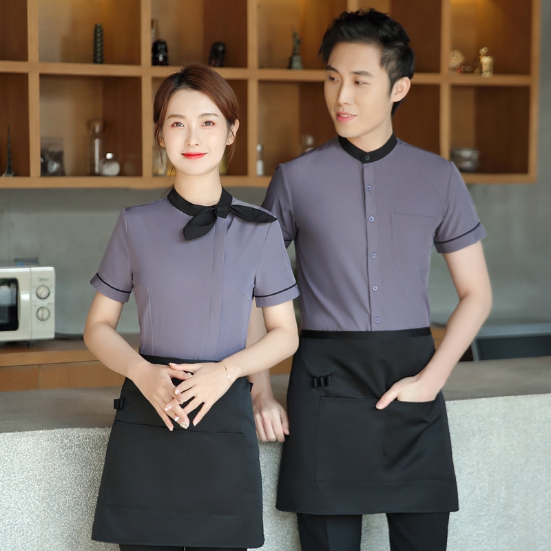 chinese style wholesale restaurant waiter bouse hotel service team uniform shirt