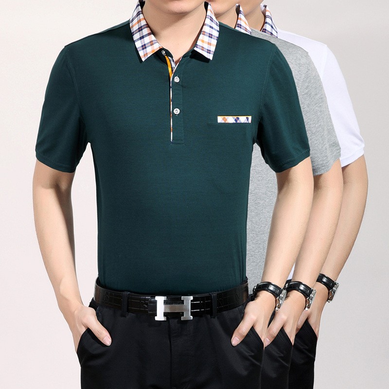 youth men mercerized cotton fabrics turnover collar T-shirt - TiaNex
