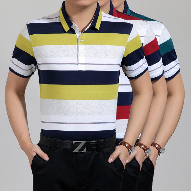 fashion stand collar short sleeve mercerized cotton fabrics youths man T-shirt