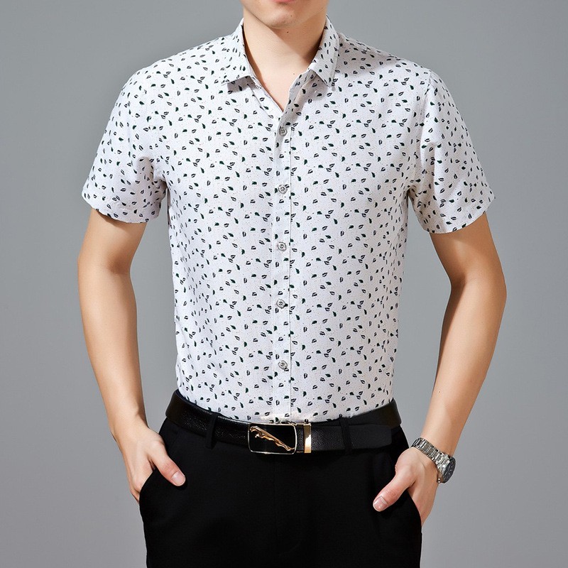 2015 summer mercerized cotton fabrics middle aged men shirt