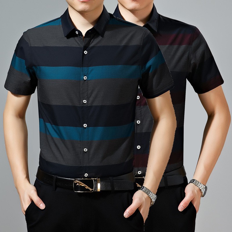 wide stripes summers casual men shirt - TiaNex