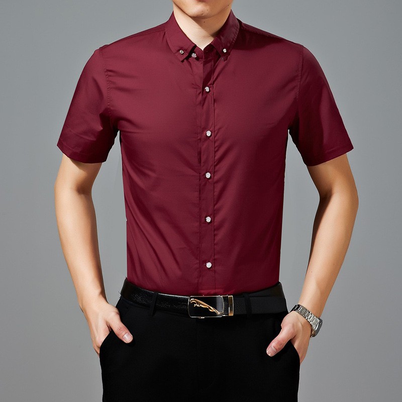 bright color fashion mercerized cotton fabrics men's short sleeve shirt ...