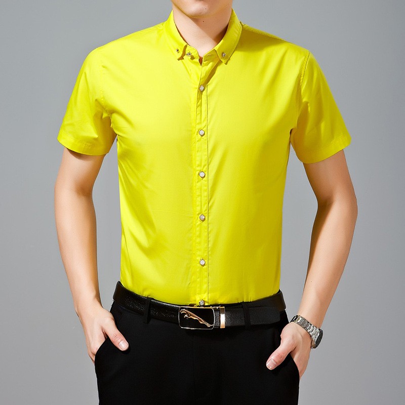 bright color fashion mercerized cotton fabrics men's short sleeve shirt ...