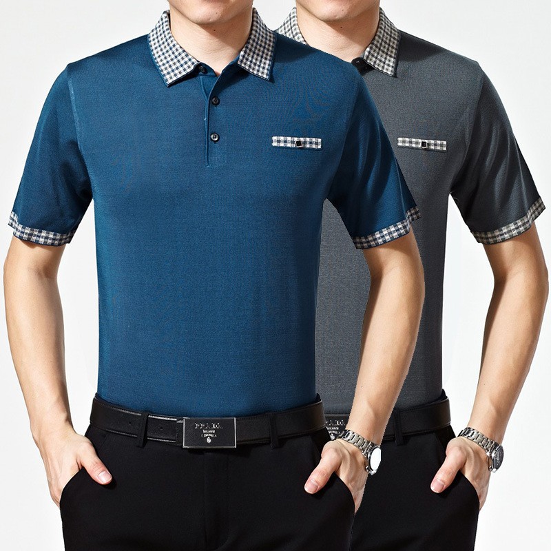 formal Men's short sleeve T-shirt polo career business - TiaNex