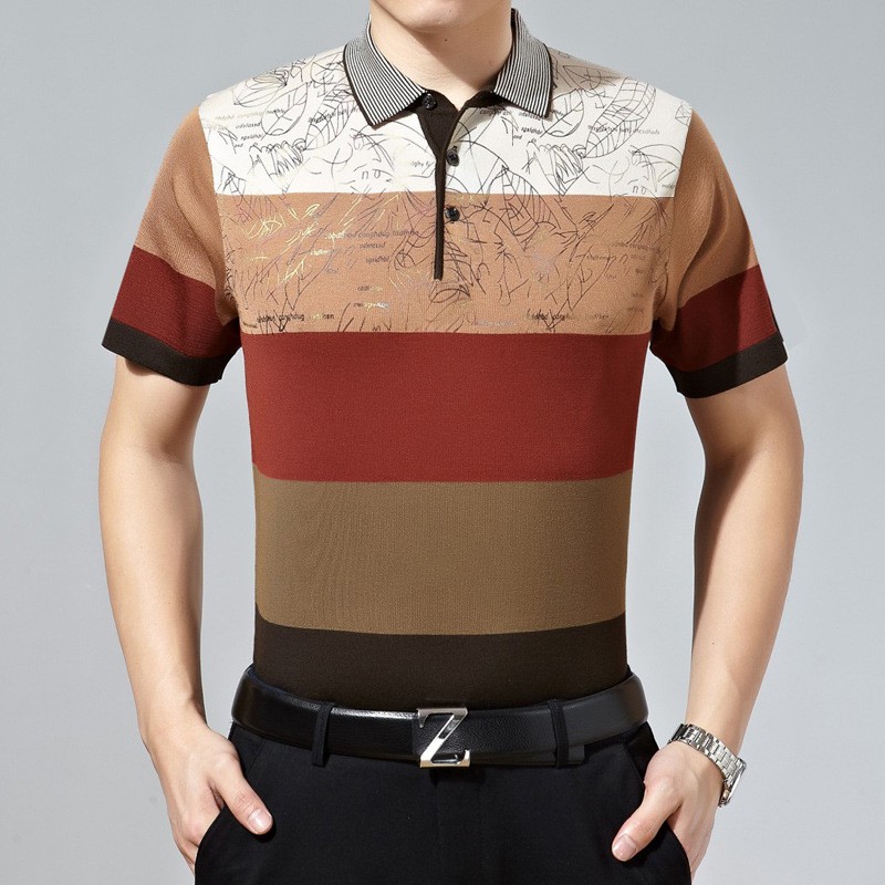 senile mulberry silk men's short sleeve T-shirt polo discount - TiaNex