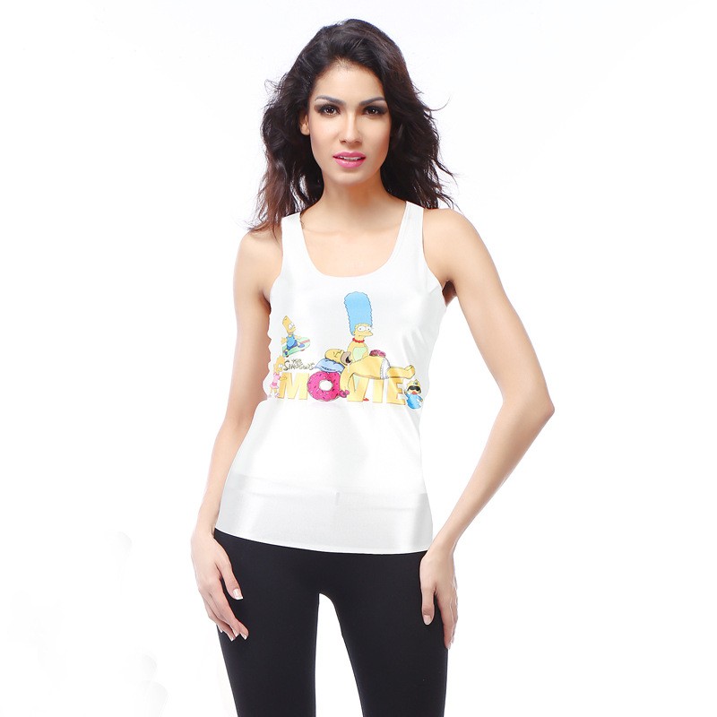 Vogue cartoon letter printing women camisole tops