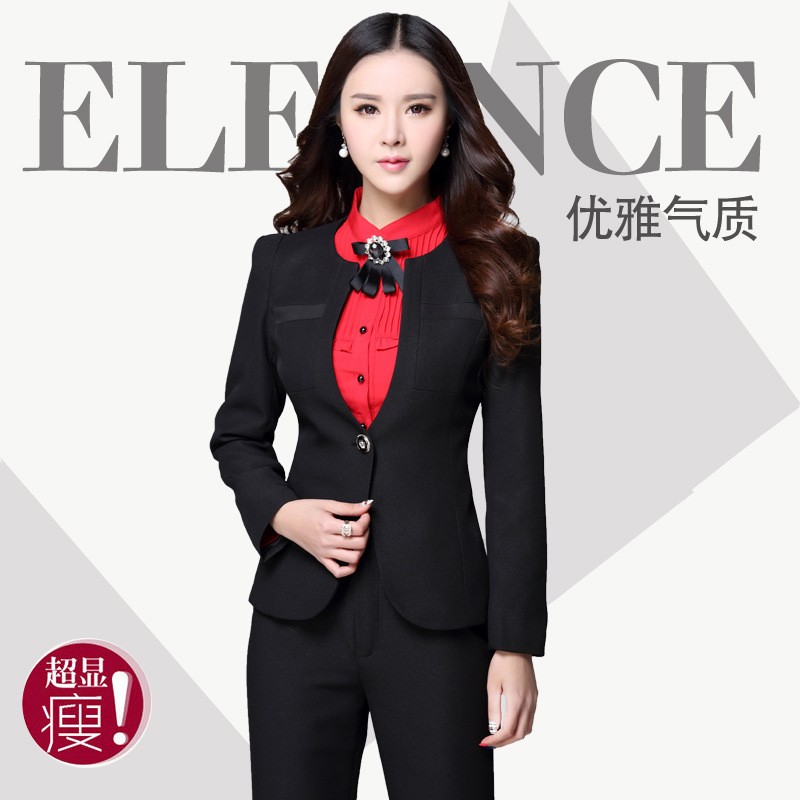 collarless spring business pant suits for women