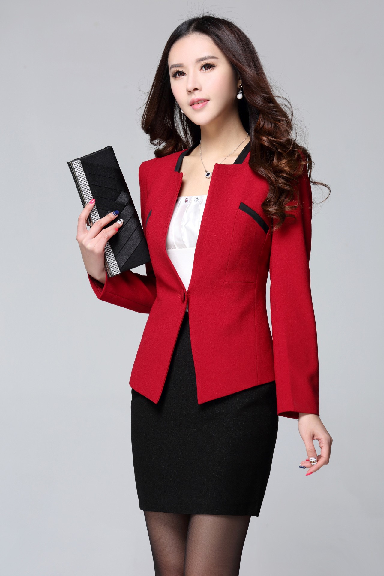 candy color one button women skirt suits for business