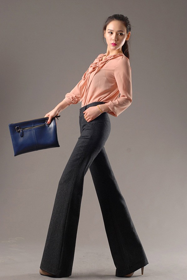 winter fashion woman office formal woolen pant,flare pant