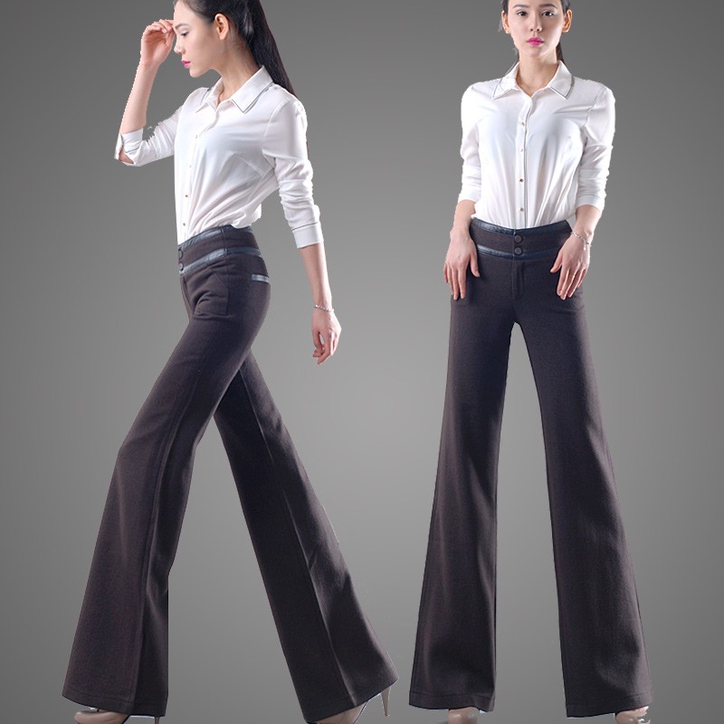 high waist woolen pant flare pant for women office wear - TiaNex