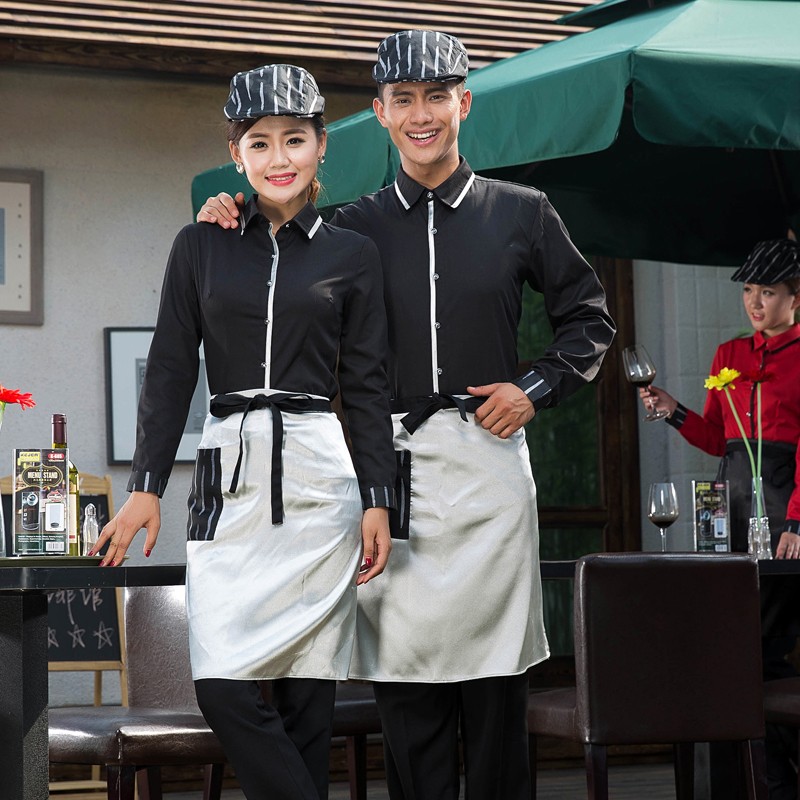 Europe restaurants coffee bar waiter waitress uniform wholesale