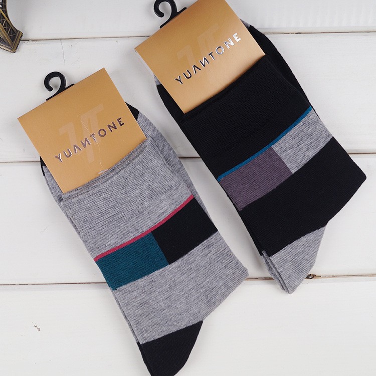 patchwork colorfast cotton men's casual  socks for men