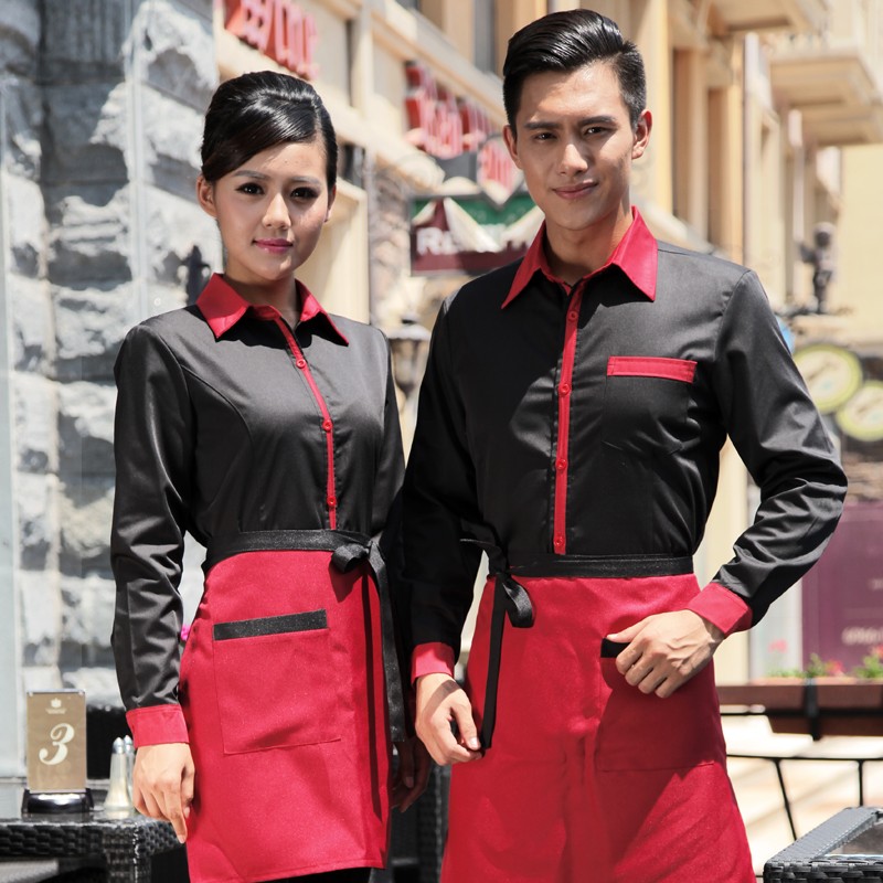 restaurants coffee bar waiter waitress uniform shirt + apron