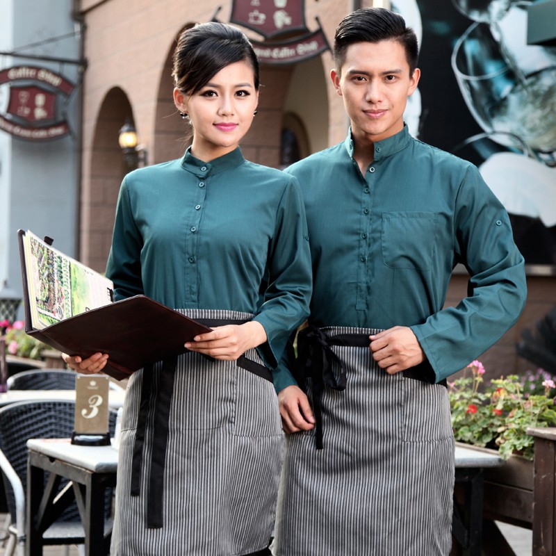 autumn Thailand vintage half sleeve waiter waitress shirts and apron