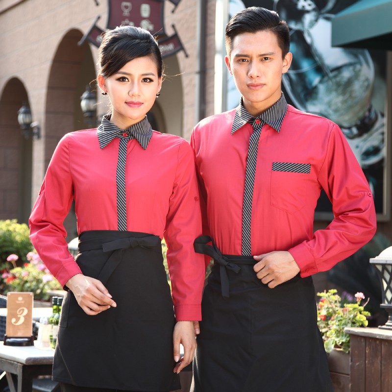  long sleeve hotel restaurant waiter waitress shirt,uniform work wear
