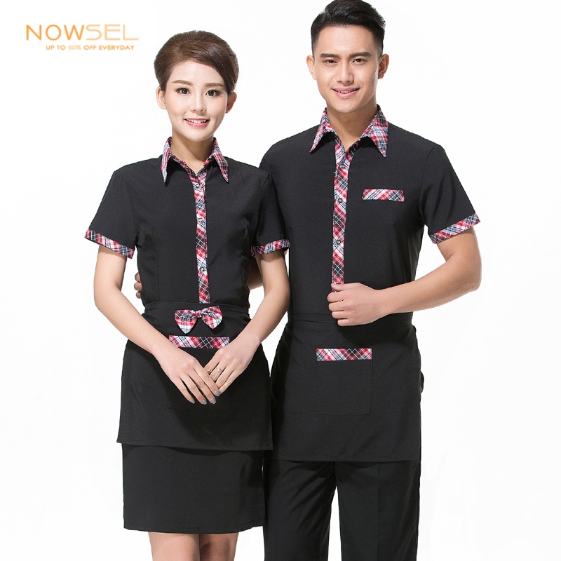 summer design coffee house waiter (shirt apron) uniform set