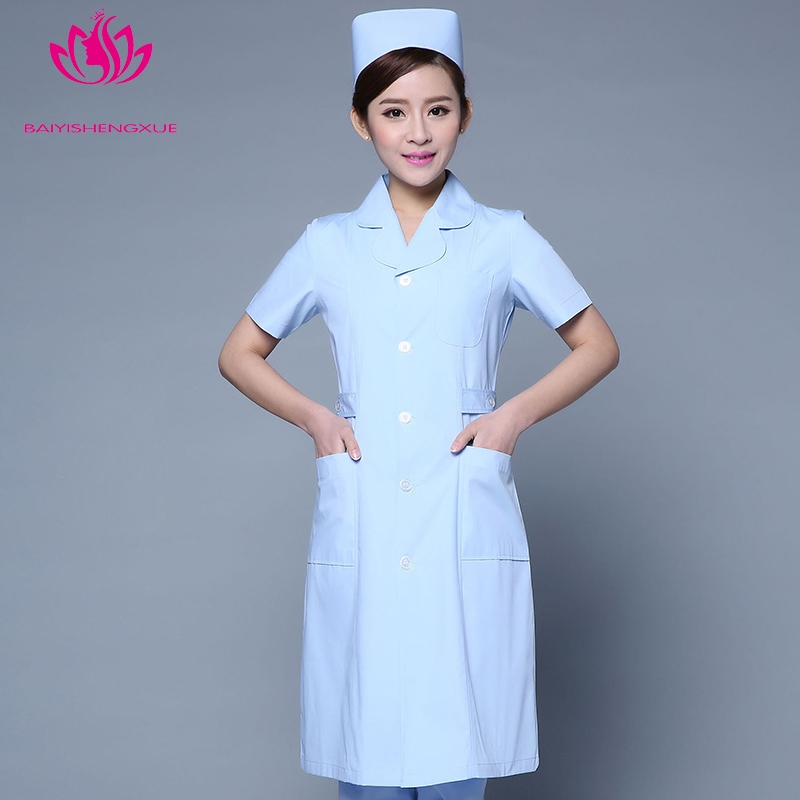 pedal collar long sleeve medical care uniform nurse coat drugstore coverall