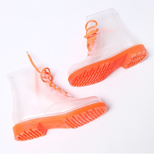 Street fashion colorful crystal transparent PVS girl's women rain boot