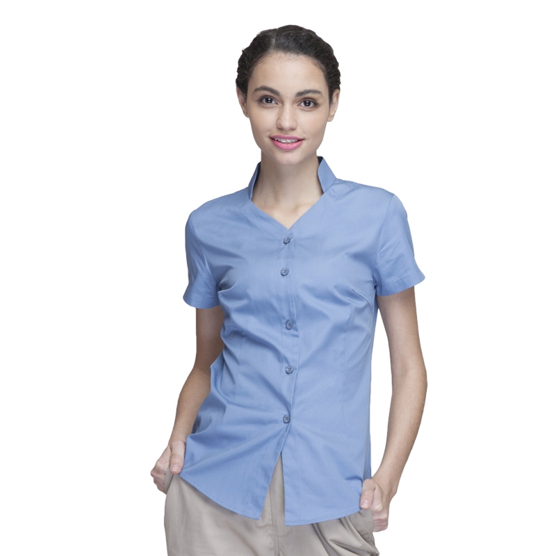 collarless clerk party waiter shirt waitress uniform