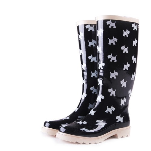 fashion design lovely dog print women's high rain boot