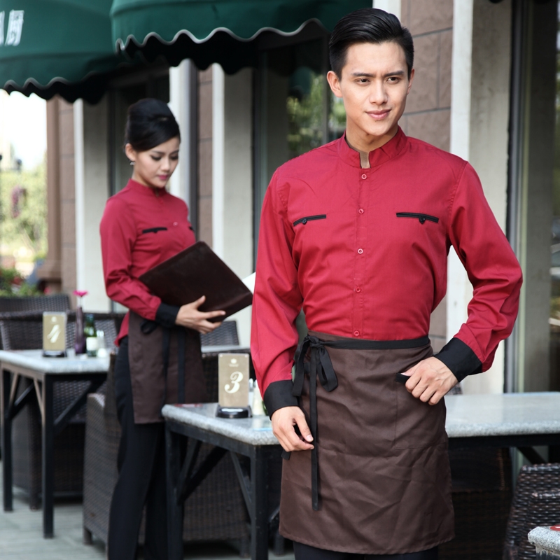 high quality long sleeve shirt uniform for waiter waitress