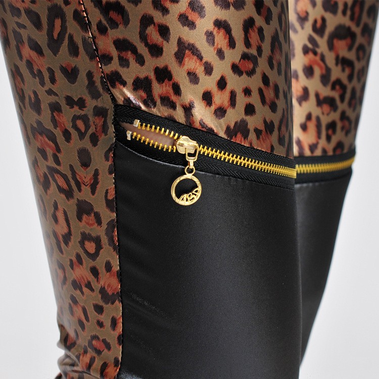 2014 sexy leopard zipper patchwork women's pant leggings