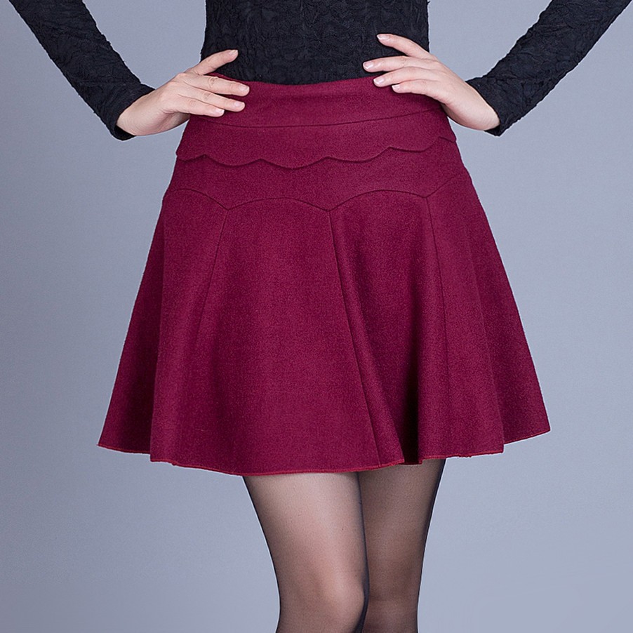 Korea fashion wool grace high quality plait skirt for young lady