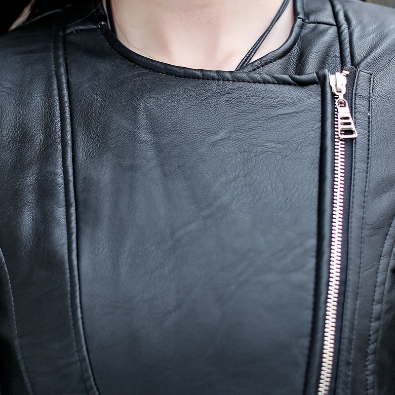 2014 elegant fashion europe america design pu leather side opening women's jack coat
