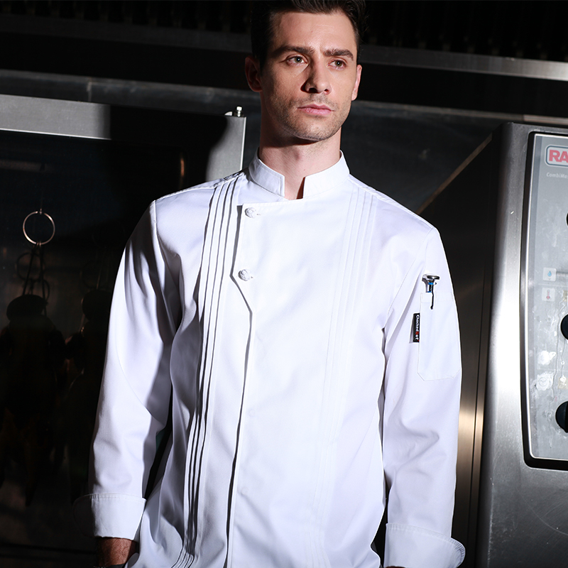 Italy design Pleated front restaurant chef coat jacket