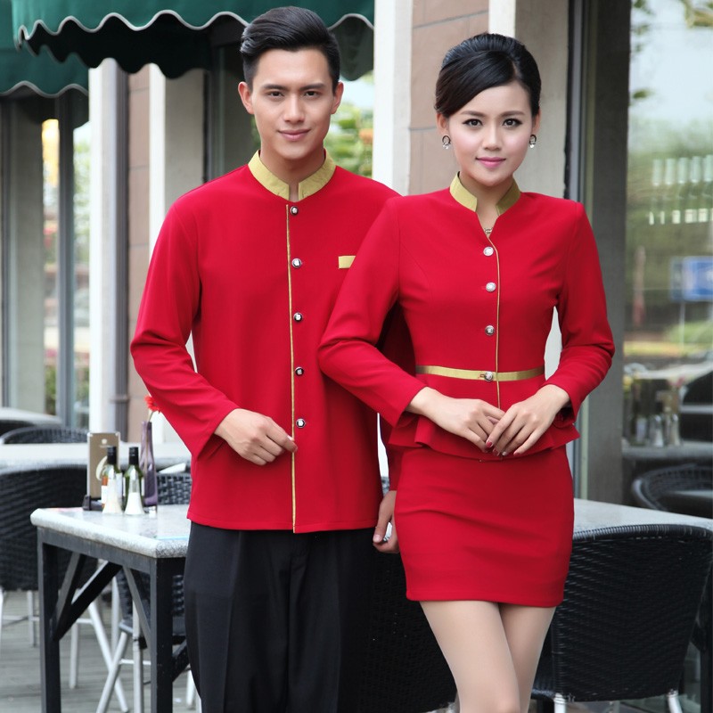 golden hem high quality wineshop hotel uniform workwear