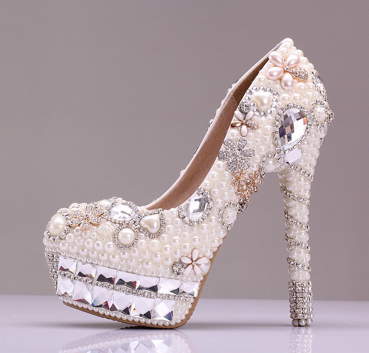 France design great quality crystal wed shoes bride shoes high heel pumps