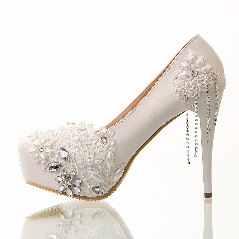 fashion nice lace tassel bridesmaids bride shoes wedding high heel