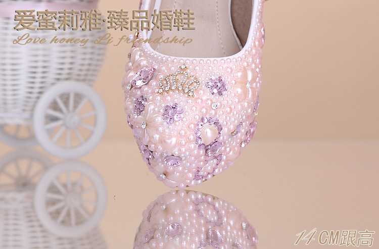 fashion lovely pink rhinestone pearl dance club party wedding  princess shoes