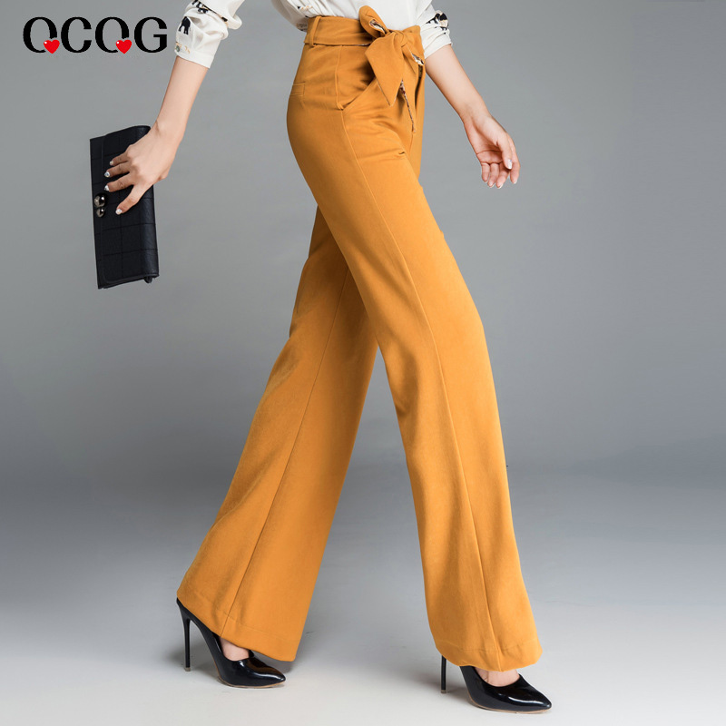fashion bow belt flare pant for women