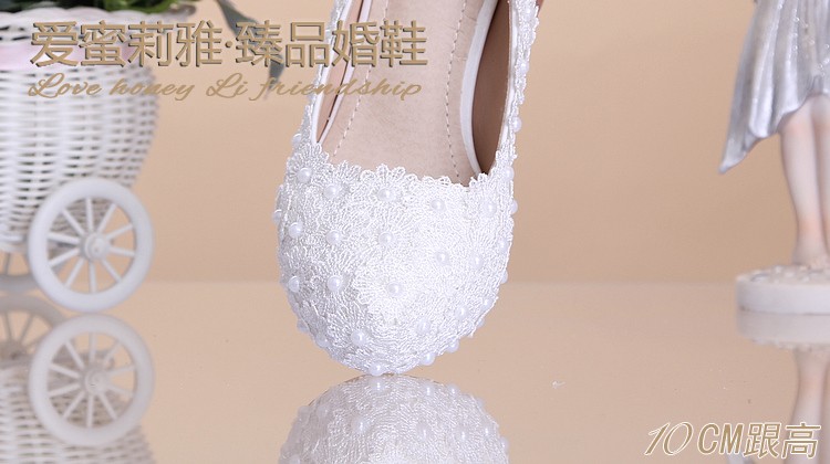 lace pearl young girls prom party wedding shoes pumps