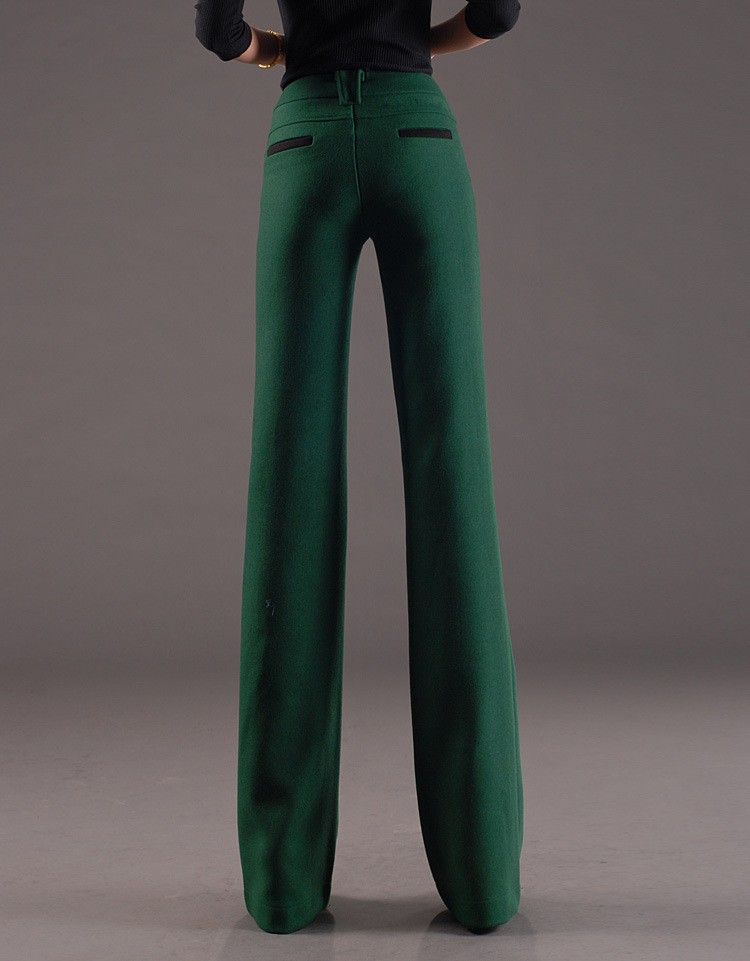 lengthen woolen straight leg woman large flare pants trouser