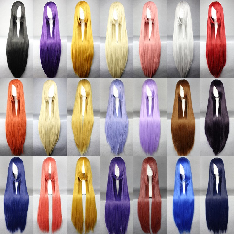 colorful straight long party cosplay wigs,hair extension,80cm