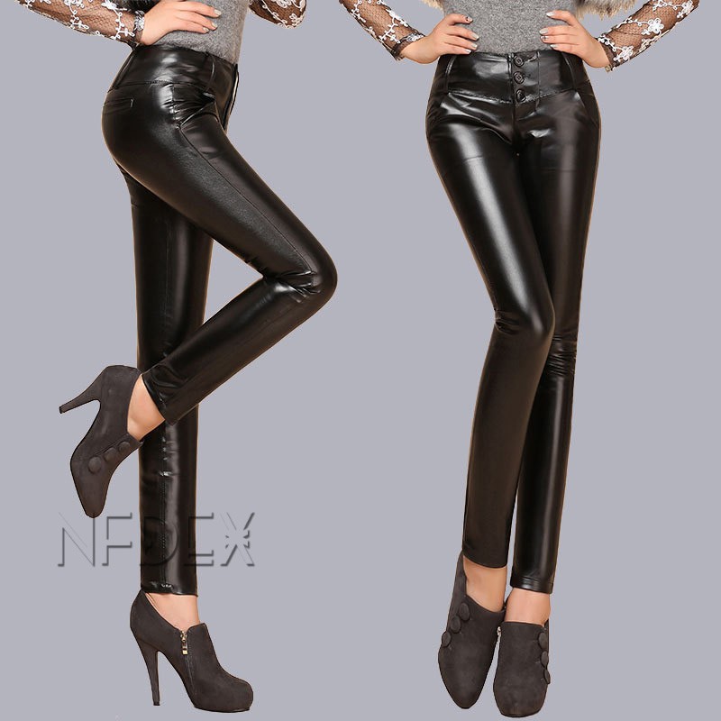 2014 FALL Europe America winter great quality PU leather women's pant